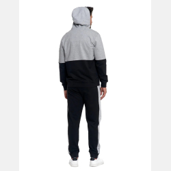 BLUZA męska z kapturem na zamek DWUKOLOROWA szaro-czarna  MORAJ